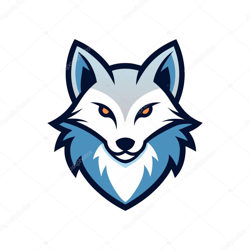 Arctic fox head mascot logo