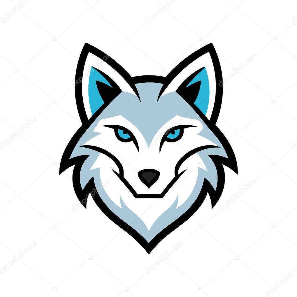 Arctic fox head mascot logo