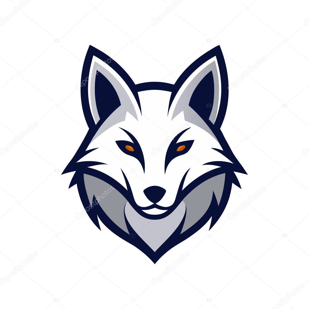 Arctic fox head mascot logo
