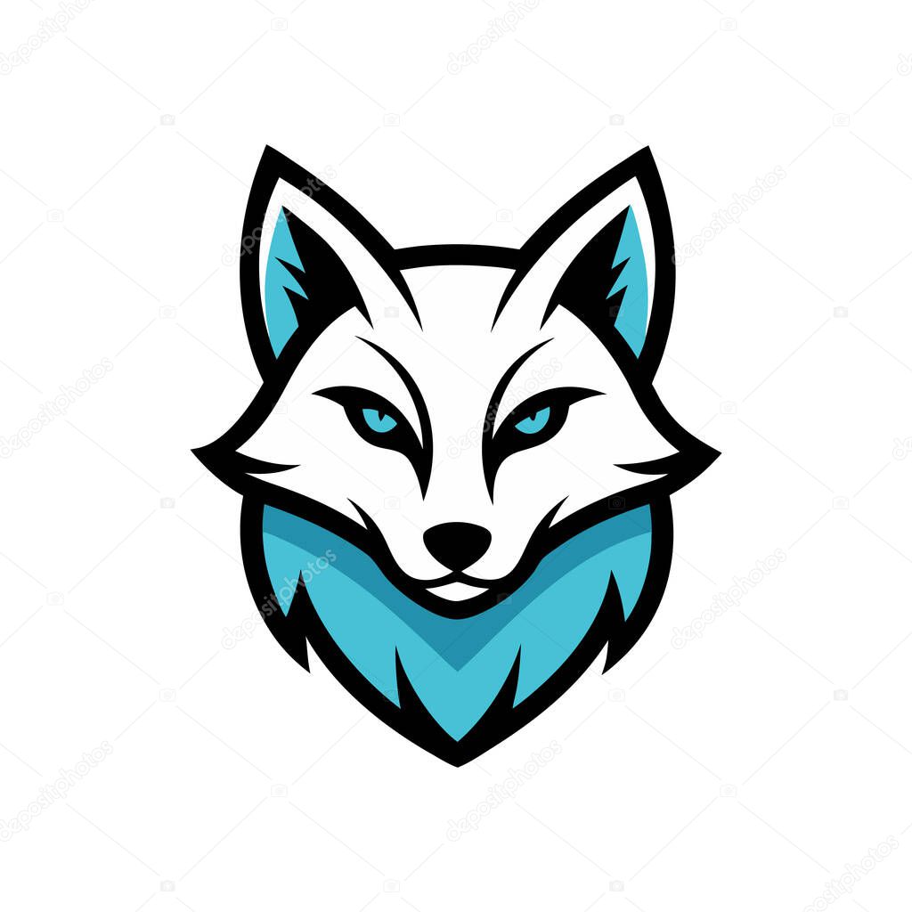 Arctic fox head mascot logo
