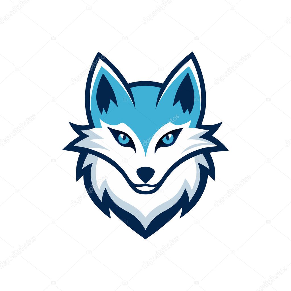 Arctic fox head mascot logo