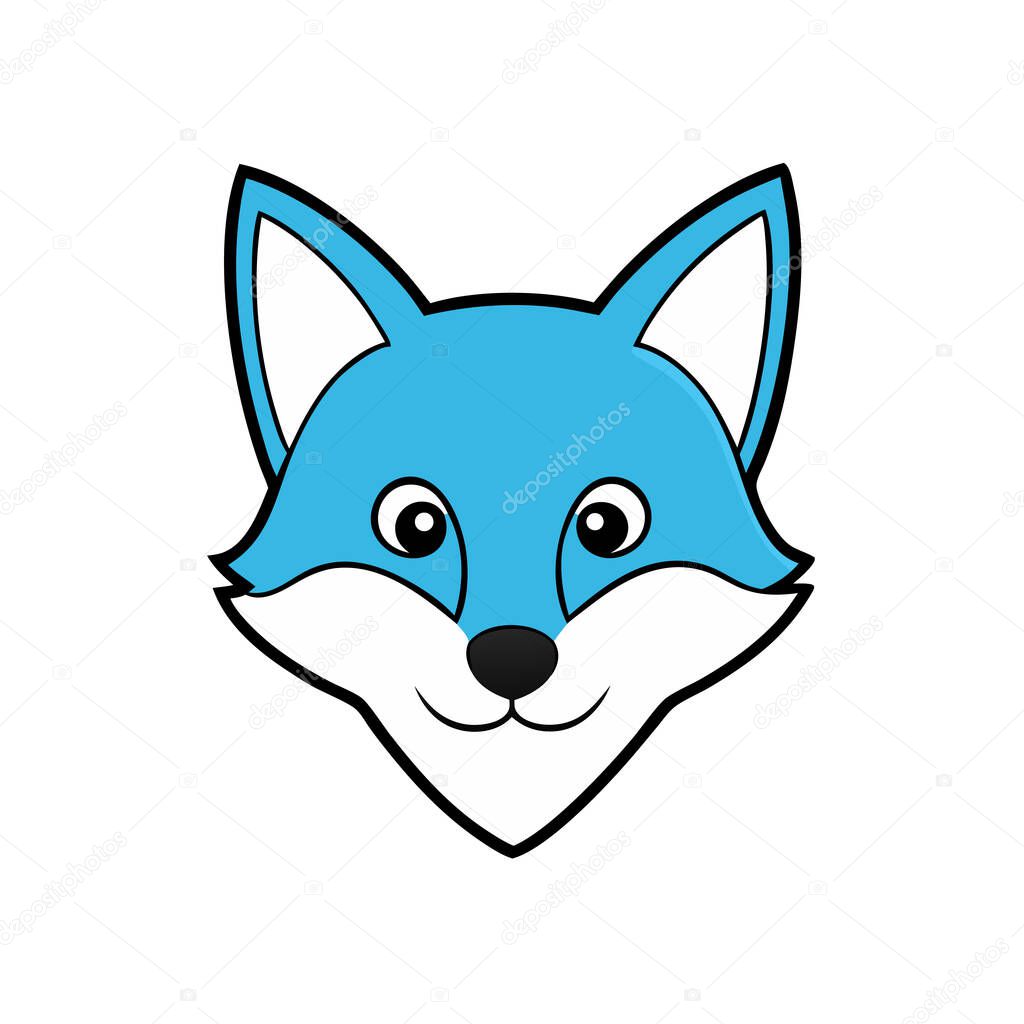 Cute arctic fox head  vector art illustration