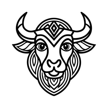 Kraliyet Musk Ox Baş Vektör Çizgisi Sanatı