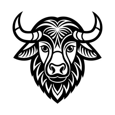 Kraliyet Musk Ox Baş Vektör Çizgisi Sanatı