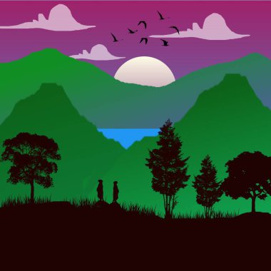 Ağaçları, dağları ve muhteşem gölü olan tropikal bir ada.