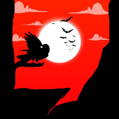 Kırmızı ay ışığı altında hayvan sahneleri