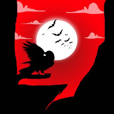 Kırmızı ay ışığı altında hayvan sahneleri