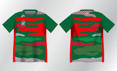 Spor forması tasarımı için soyut kırmızı ve yeşil arkaplan modeli