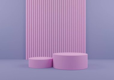 Simetri ve Dikey Çizgilerle Minimalist Pembe Silindirik Platformlar