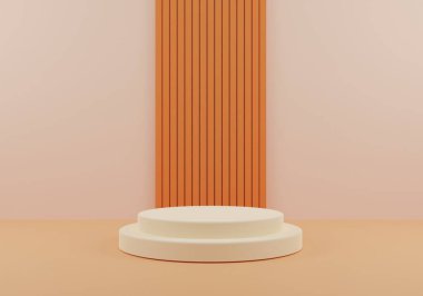 En Küçük Ayarlarda Dikey Turuncu Çizgilere Karşı Gösterişli Dairesel Podyum