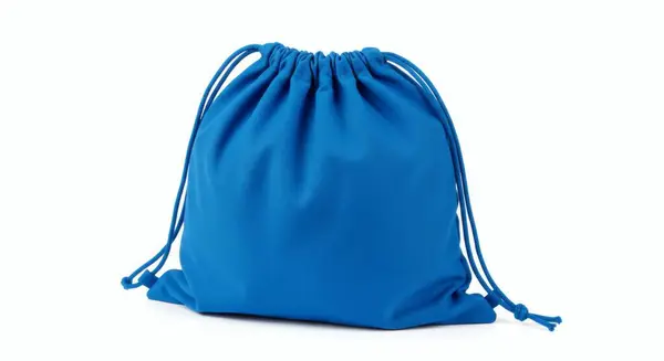 Beyaza izole edilmiş basit mavi dizgi çantası.