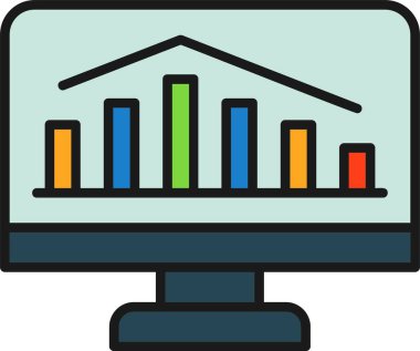 çubuk grafik simgesi, düz biçim tasarım illüstrasyonu