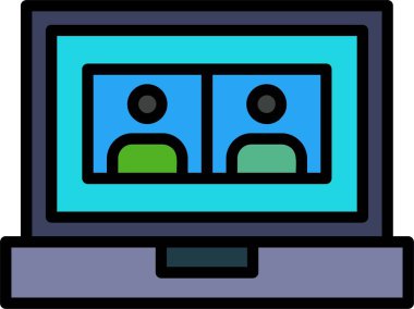 video simgesi renk vektörü, ana hatlı vektör illüstrasyonu