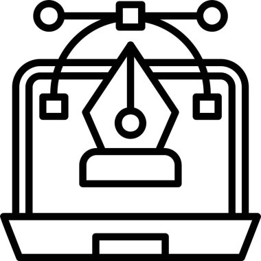 Bilgisayar monitörü. Web simgesi basit illüstrasyon