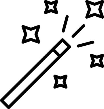 değnek ve sihirli değnek simgesi ana hatları biçiminde