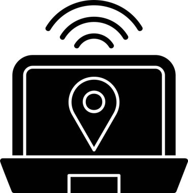 Navigasyon konumu haritası simgesi doldurulmuş dış hat biçimi