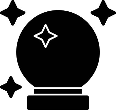 Kristal küre vektör simgesi. biçim düz simge sembolü, siyah renk, beyaz arkaplan.