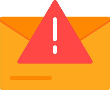 Dikkat, Uyarı Üçgeni ve Mesaj Mektubu. Basit ağ simgesi 