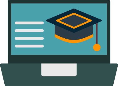 Online eğitim. Web simgesi vektör illüstrasyonu