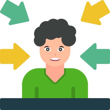 Erkek avatar simgesini çevreleyen oklar