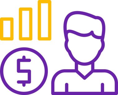 Dolar simgesi olan iş adamı, basit vektör illüstrasyonu