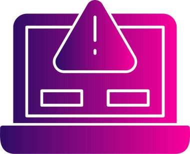 Dizüstü bilgisayar hata sinyali ile açıldı. Uygulama veya web sayfası için basit simge illüstrasyonu 