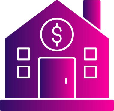 Dolar işareti olan bir emlak evi. banka illüstrasyonu 