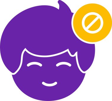 Erkek avatarın çizimi. yüz ve Meşgul durumu göstergesi