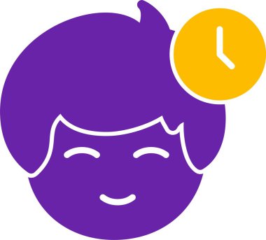 Man baş avatar ve Saat sembolü, uygulama simgesi 