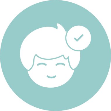 Man avatar ve Başarı işaretleme simgesi, basit web illüstrasyonu 