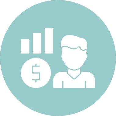 Haritası ve dolar işareti olan erkek avatar simgesi. Basit resimleme 