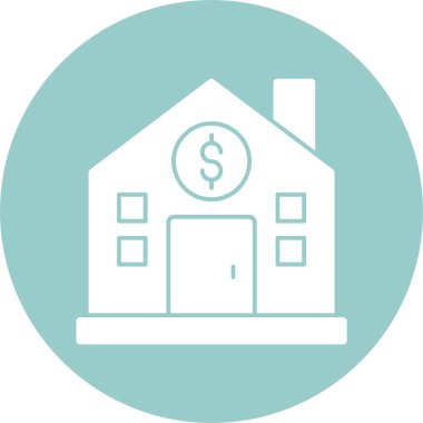 Dolar işareti olan bir emlak evi. banka illüstrasyonu 