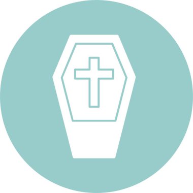 Anıt tabutun üzerinde haç. Basit ağ simgesi 