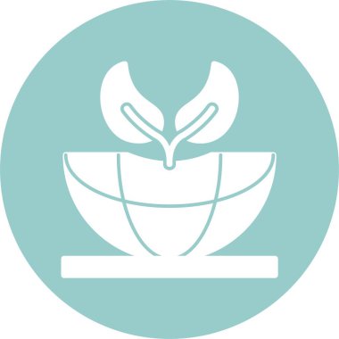 Sürdürülebilirlik kavramı. Bir tencerede küçük bitkiler yetiştiriyorum, basit web simgesi çizimi 