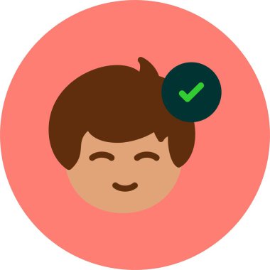 Man avatar ve Başarı işaretleme simgesi, basit web illüstrasyonu 