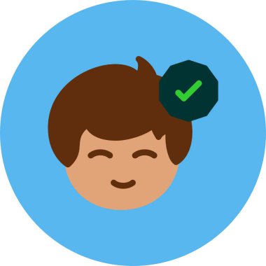 Doğrulanmış rozet konsepti. Soyut renk vektörü çizimi