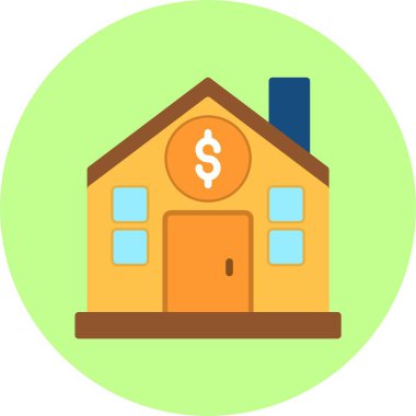 Dolar işareti olan bir emlak evi. banka illüstrasyonu 