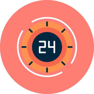 24 Saat, beyaz arkaplanda simge 