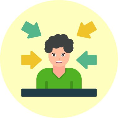 Erkek avatar simgesini çevreleyen oklar