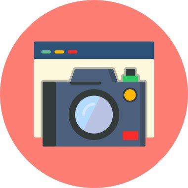 Web sitesi sayfası ve fotoğraf makinesi simgesi. Uygulama için basit logo  