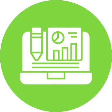 Grafik düz simgesi, vektör illüstrasyonu ile Çevrimiçi Rapor