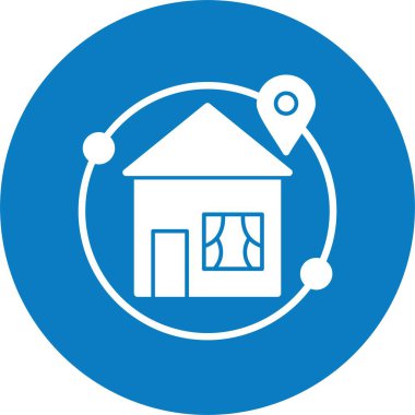 Hyperlocal house, location pin. simple icon illustration  clipart