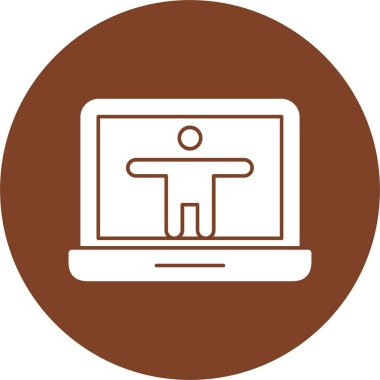 Laptop ekranında insan logosu var. Ağ simgesi. Basit resimleme 