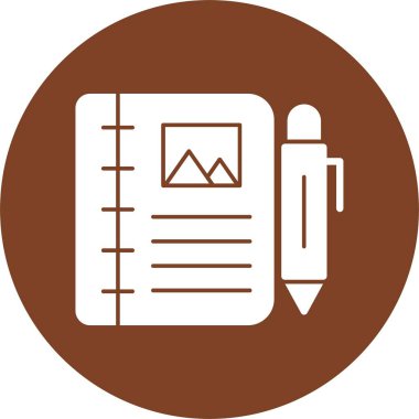 kağıt günlük defteri ve kalem basit web illüstrasyonu 