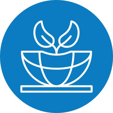 Sürdürülebilirlik kavramı. Bir tencerede küçük bitkiler yetiştiriyorum, basit web simgesi çizimi 