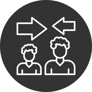 İki erkek avatar ve ok. Basit web simgesi illüstrasyonu 