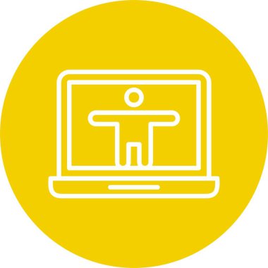 Laptop ekranında insan logosu var. Ağ simgesi. Basit resimleme 