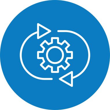 Teçhizat ve web simgesi etrafında oklar, basit illüstrasyon