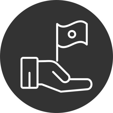 Bağımsız bayrak ile el, basit web simgesi illüstrasyonu 