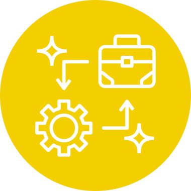 İş geliştirme simgeleri. Çanta ve oklu dişli çark. 